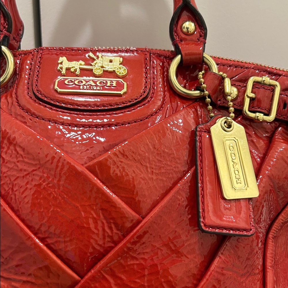 Coach Madison Diagonal Pleated Leather Sophia Satchel - Picture 3 of 16